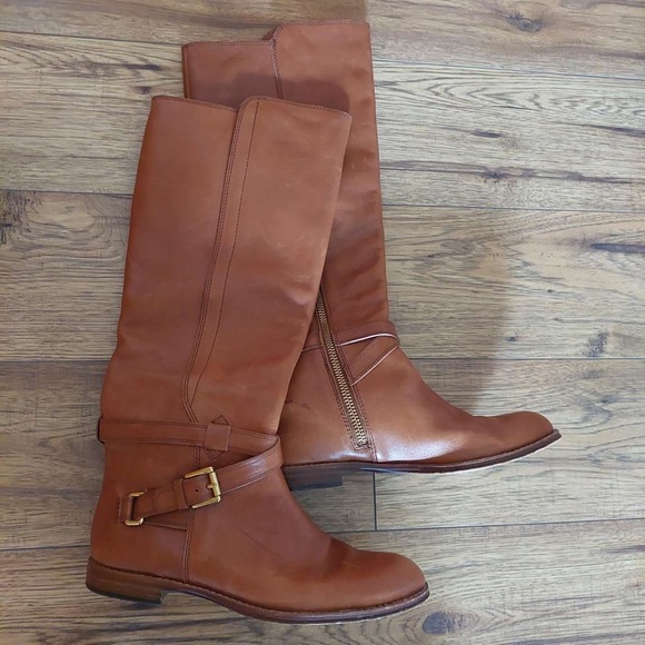 COACH MONIQUE FLAT LEATHER RIDING BOOTS brown/cinnamon - Picture 2 of 11